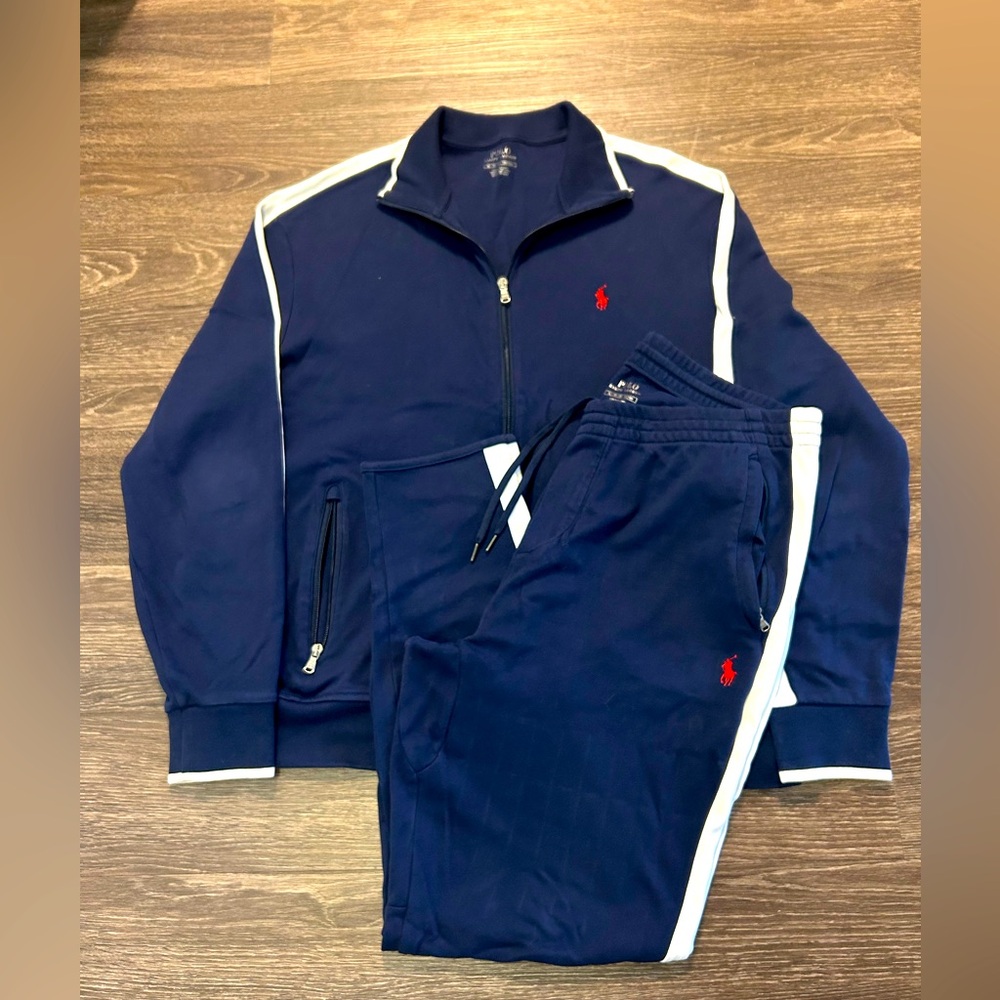 Polo Ralph Laure Zip-Up Sweatsuit Navy Blue size XL great condition